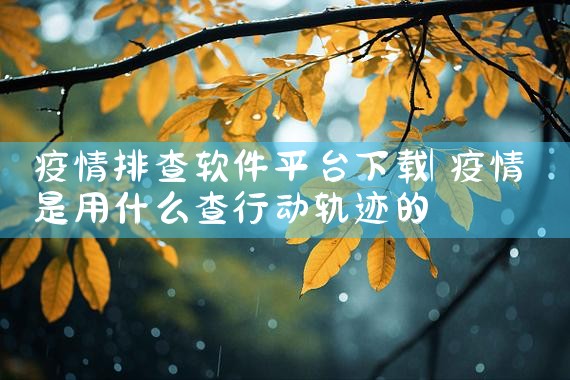 疫情排查软件平台下载